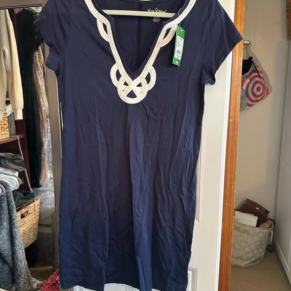 Lilly Pulitzer True Navy Dress with Cream Trim